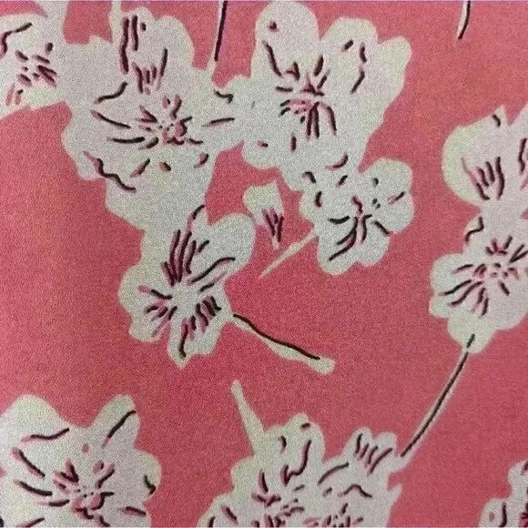 Statements by Danielle 12P Coral Pink 100% Silk Floral Knee Length Skirt - Picture 7 of 8